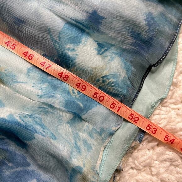 Decode Y2K Mermaid Core Maxi Formal 100% Silk Prom Dress Watercolor Pattern PP7 - Picture 11 of 13